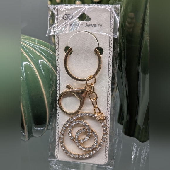 Fashion Jewelry Accessories - Gold and Rhinestones Fashion Jewelry Keychain/Bagcharm